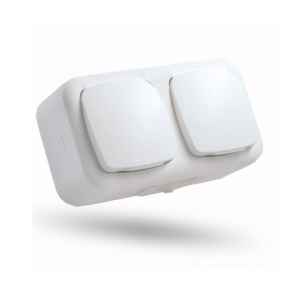 STILO AQUA Falon kívüli Csatlakozóaljzat, Dupla 2x2P+F, IP54