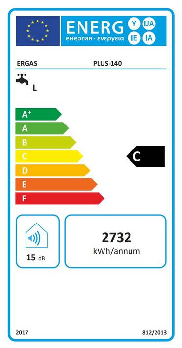 Ergas Plus-140 R Balos indirekt tároló 140 L fali, 2 kW elektr. fűtőbetéttel, Ø480/1340mm, 71kg, 0.95m2 - Image 3