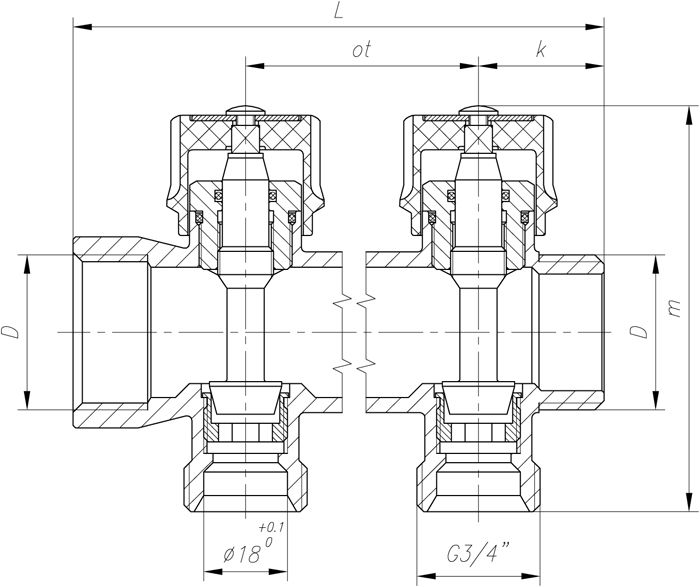2 körös Sr. szelepes osztó 1"-2x3/4" - Image 2