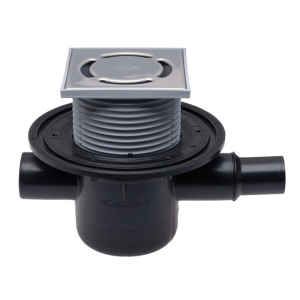 HL Padlólefolyó DN50 vízszintes kimenettel, szigetelő karimával, DN40/50 bemenettel,123x123mm/115x115mm
