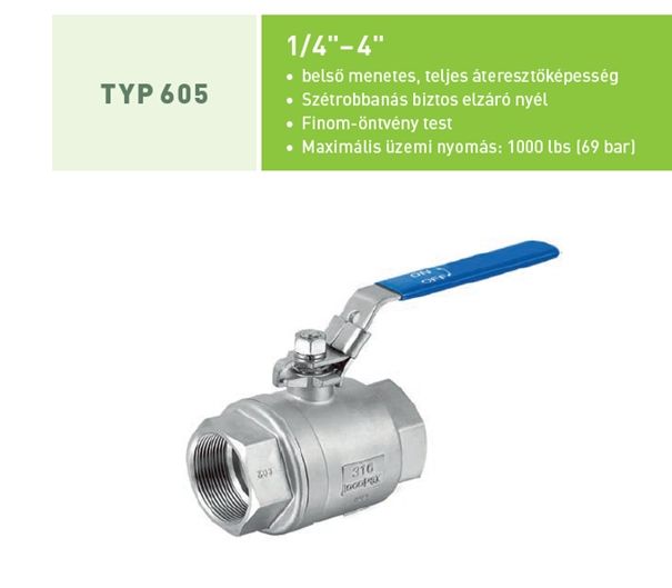 Saválló 2 részes INOX ECO Golyóscsap, BB, DN 25 1"