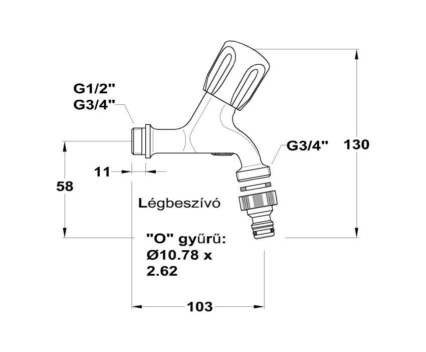 MOFÉM Kifolyószelep légbeszívós 210/ST 3/4" - Image 2