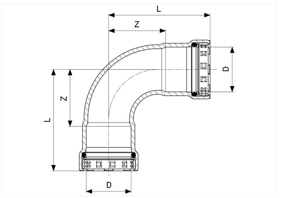 VIEGA Megapress G 90°-os ÍV DN25 1" BB - Image 3