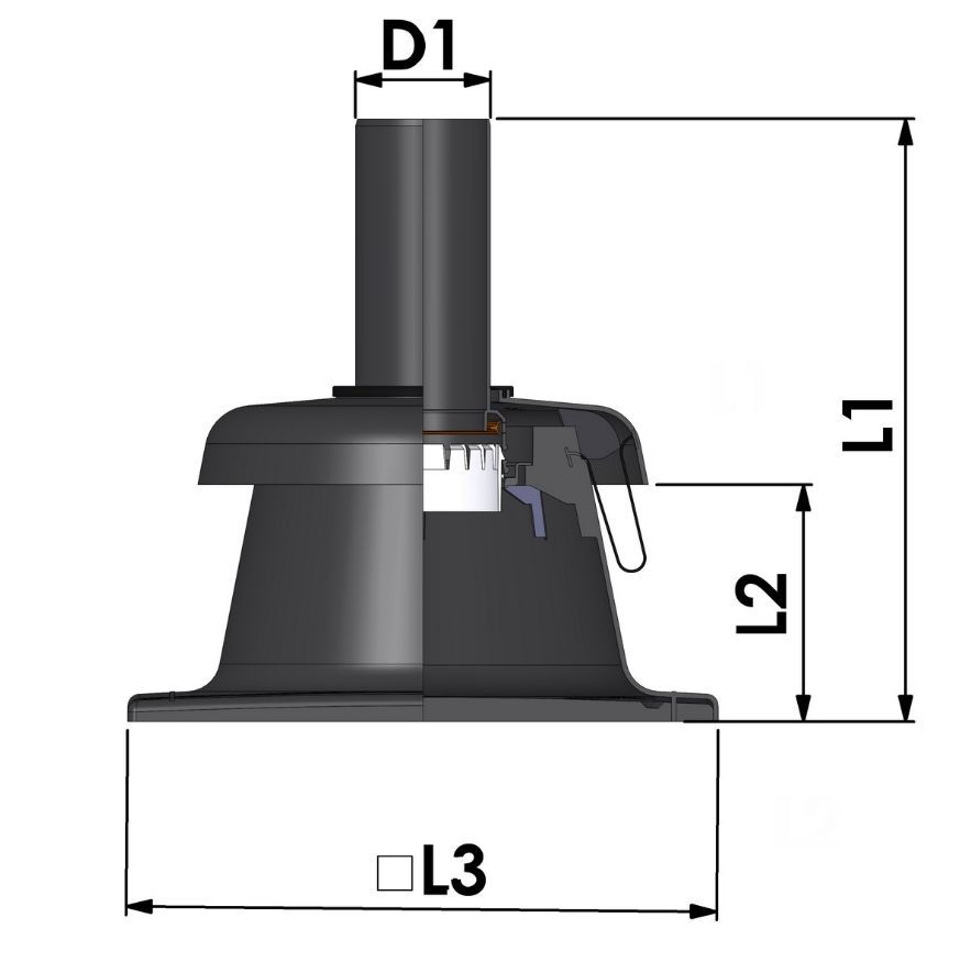 TRICOX FKF20 Kürtőfedél UV szett flexibilis rendszerhez fekete 80 mm - Image 2