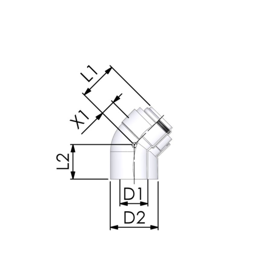 TRICOX PAKÖ602C Könyök 45° 80/125 (2 db) - Image 2