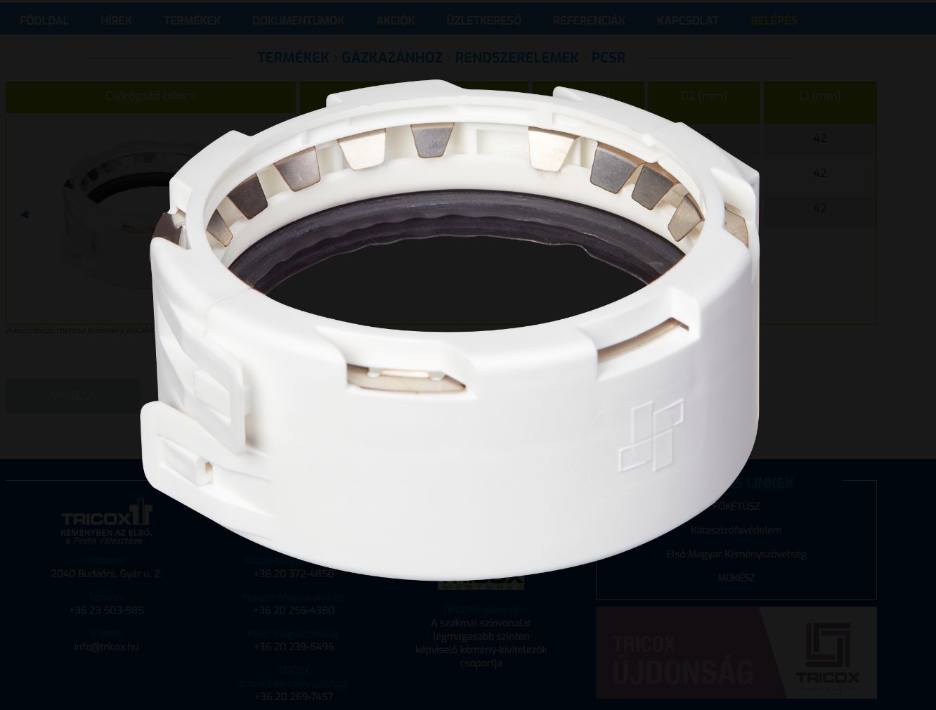 TRICOX PCSR10 Csőrögzítőbilincs 60 mm