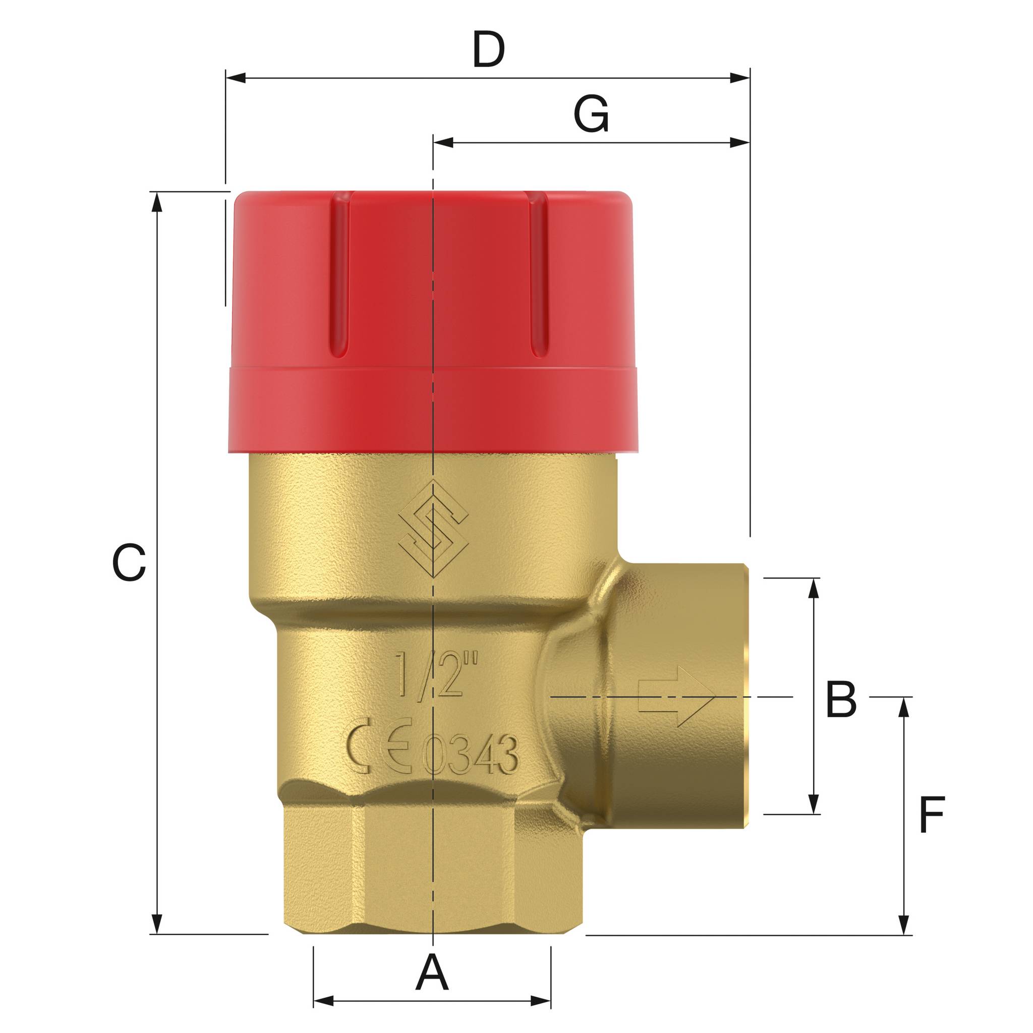 FLAMCO biztonsági szelep DN15 1/2"- 1,8 bar "Prescor" - Image 2