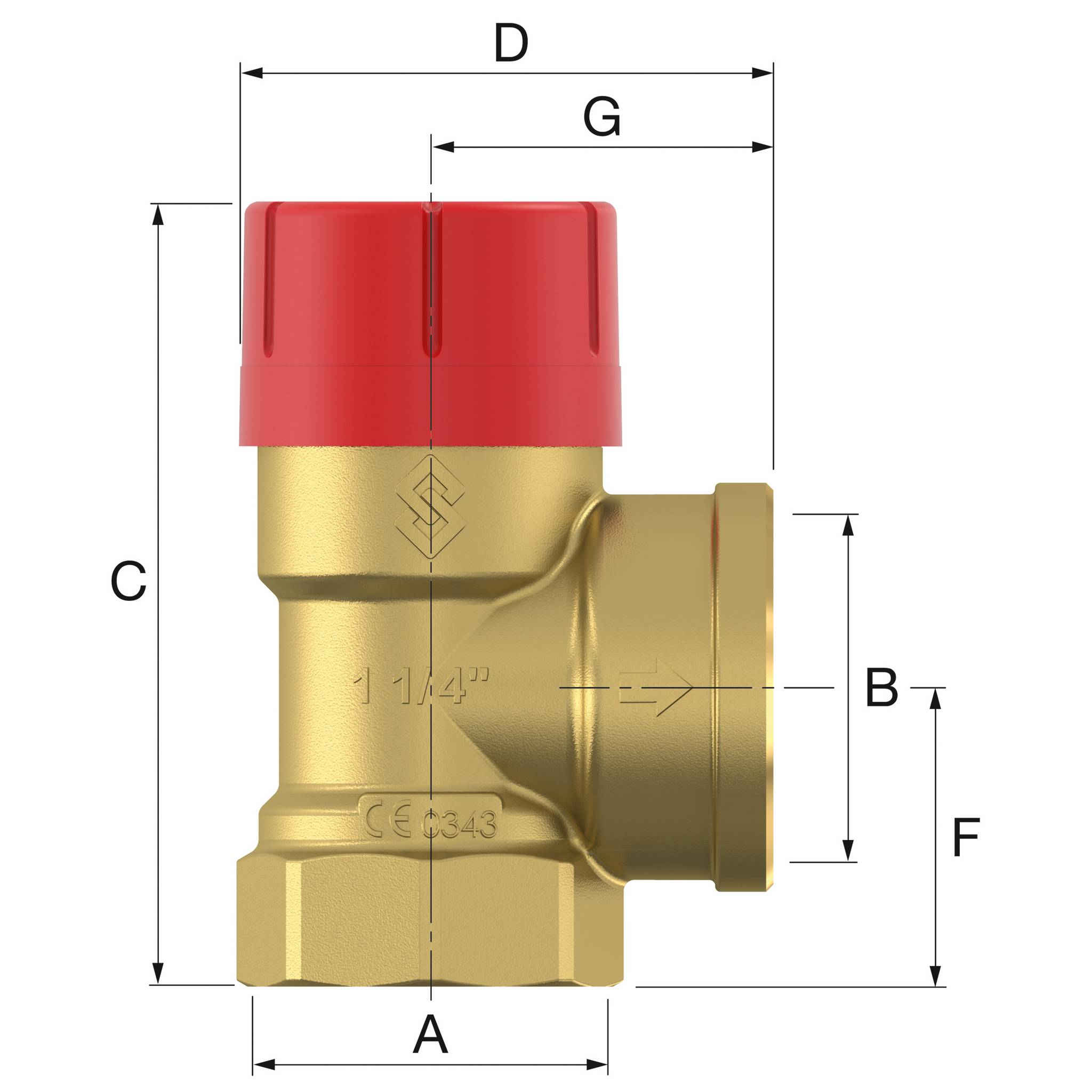 FLAMCO biztonsági szelep DN25 1" - 4 bar "Prescor" - Image 2