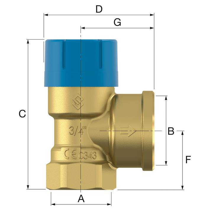 FLAMCO biztonsági szelep DN15 1/2"-10 bar "Prescor B" - Image 3
