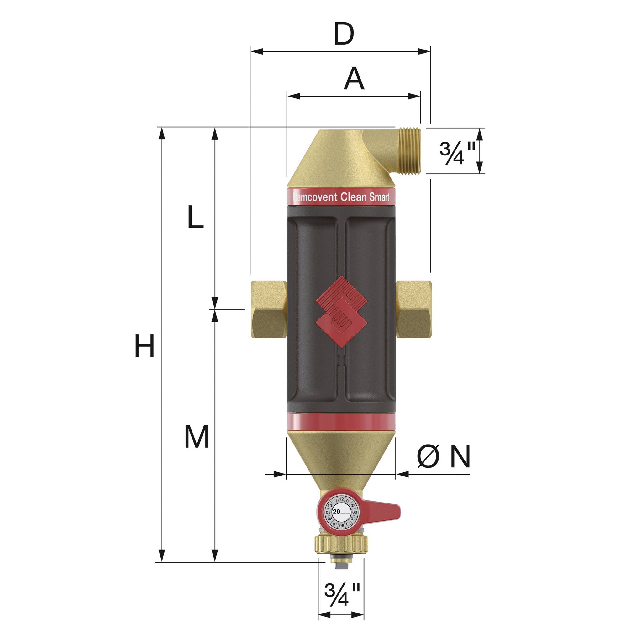 FLAMCO Clean Smart mágneses iszap,- és légleválasztó DN20 3/4" - Image 2
