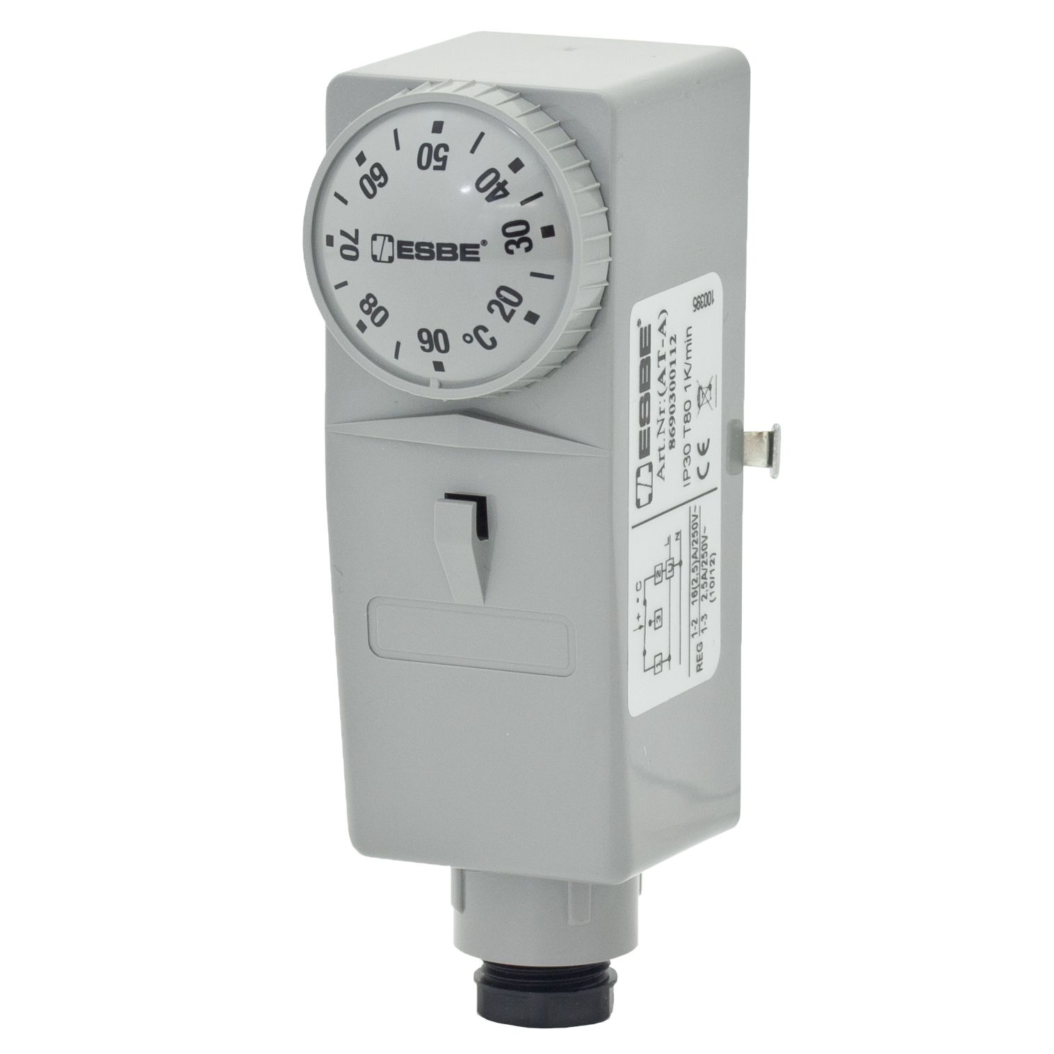 ESBE Csőtermosztát 20-90°C, 10A/6A, 250V AC