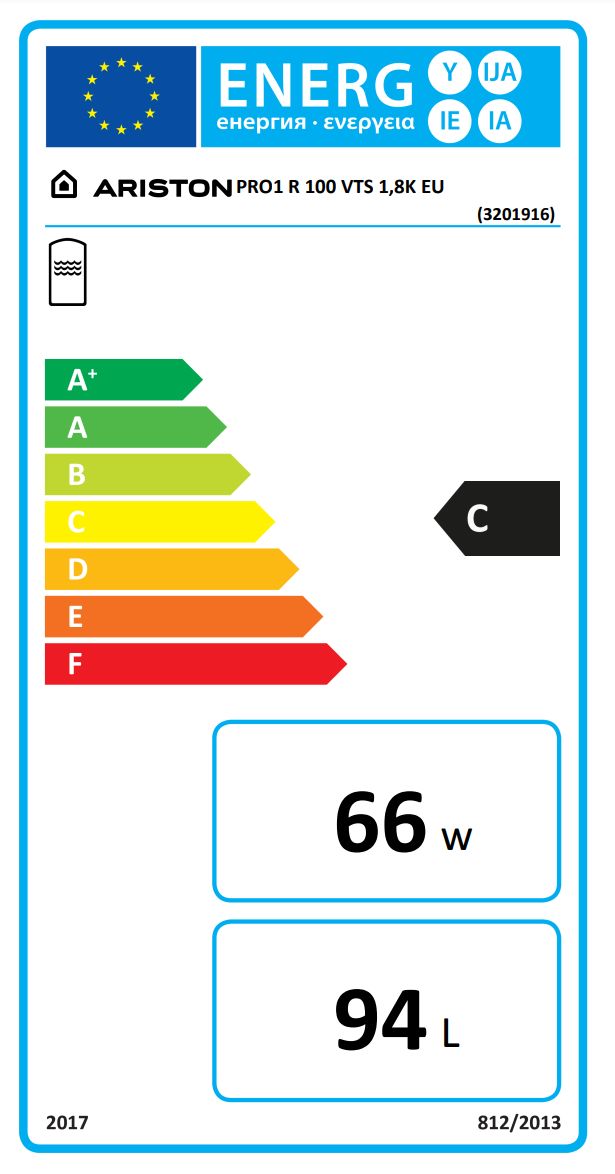 ARISTON PRO1 R 100 VTS 1,8K EU elektr. vízmelegítő fűtőspirállal (balos) 100 L, "C" kat. - Image 3