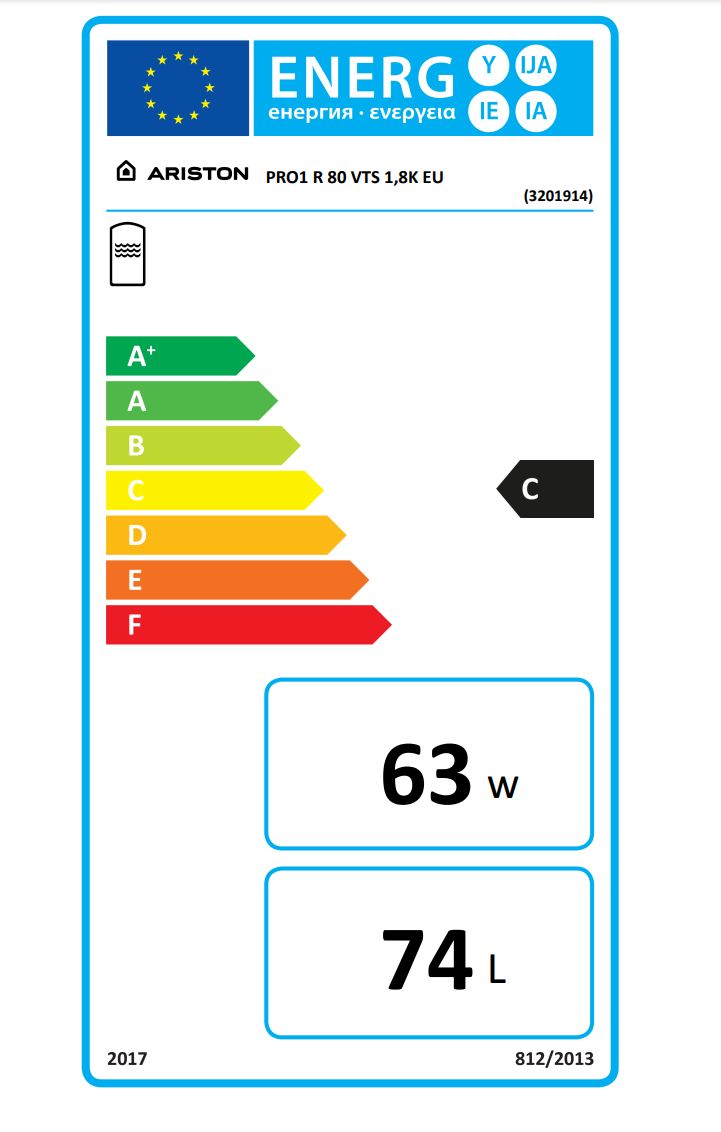 ARISTON PRO1 R 80 VTS 1,8K EU elektr. vízmelegítő fűtőspirállal (balos) 80 L, "C" kat. - Image 3
