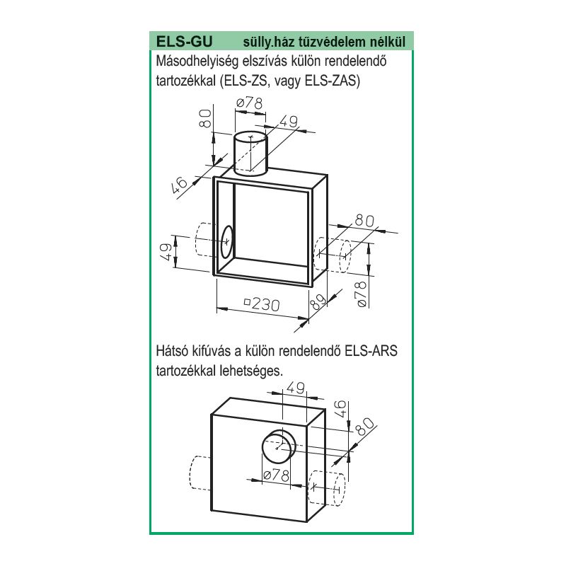 Helios ELS-GU falbasüllyesztett ventilátorház - Image 2