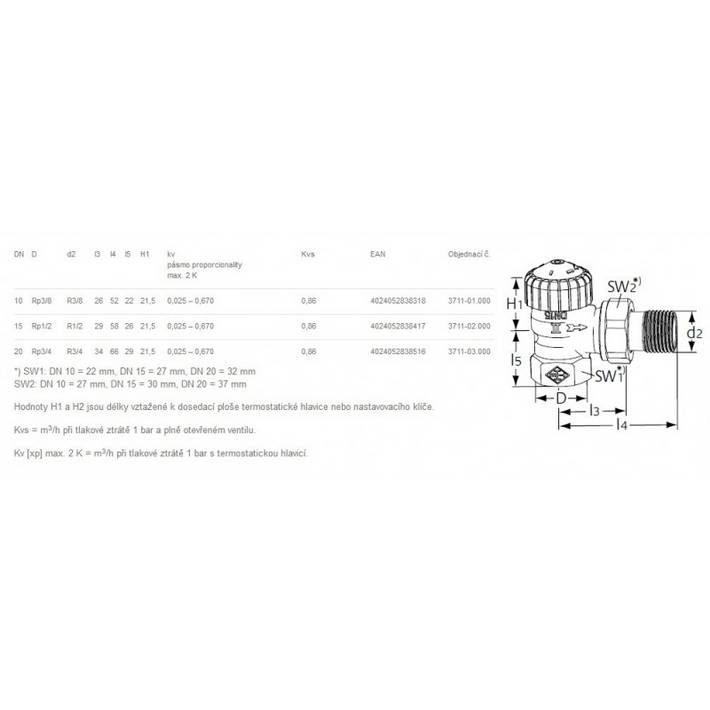 HEIMEIER V-exact II. sarok szelep 1/2" előbeállításos - Image 2