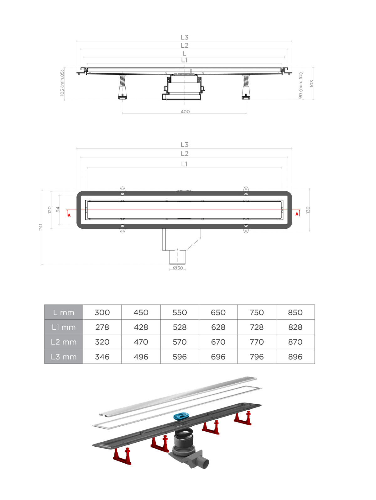 CONFLUO Premium Line 850 Fehér üveg folyóka - Image 4