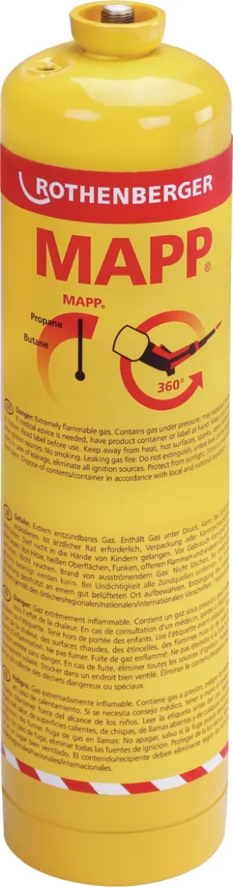 Rothenberger gázpalack, MAPP (Új!) 7/16 EU csatl. 650 ml/400gr