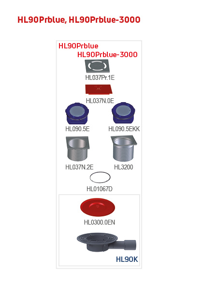 HL Padlólefolyó DN40/50 vízszintes, 69mm magassággal, 123x123mm műa. keret, 115x115mm nemesacél rács "Primus" bűzzárral - Image 2