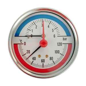 THERMOMANOMÉTER 0-6 bar, 120 °C, hátsós