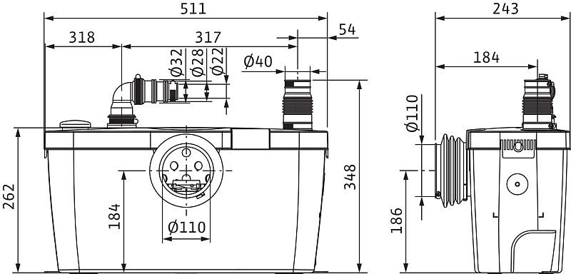 WILO-HiSewlift 3-15 szennyvíz átemelő, WC mögé, 230 V - Image 3